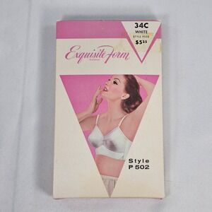 New Vintage Exquisite Form White Bra Style P502 Bullet Bra 34C Cone Bra NIB